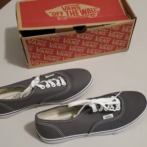 Vans Charcoal Canvas Shoes with White Accents